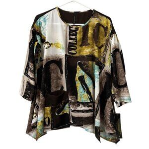 IC by Connie K Shirt Women Sz‎ Small Asymmetrical Artsy Modern Designer City NWT
